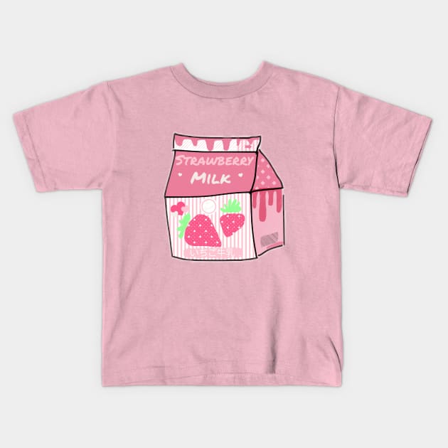 Strawberry Milk Kids T-Shirt by JustNadia